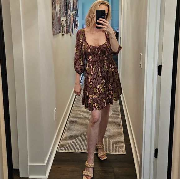 NWT Free People Floral Burgundy Dress - Size XS - Picture 5 of 16